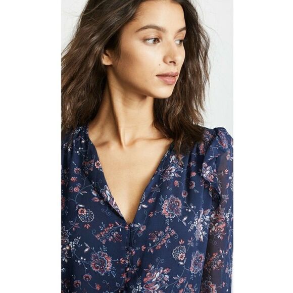 NWT MSRP $368 Joie Silk Cherita Floral Print Split Neck Romper - Picture 3 of 12